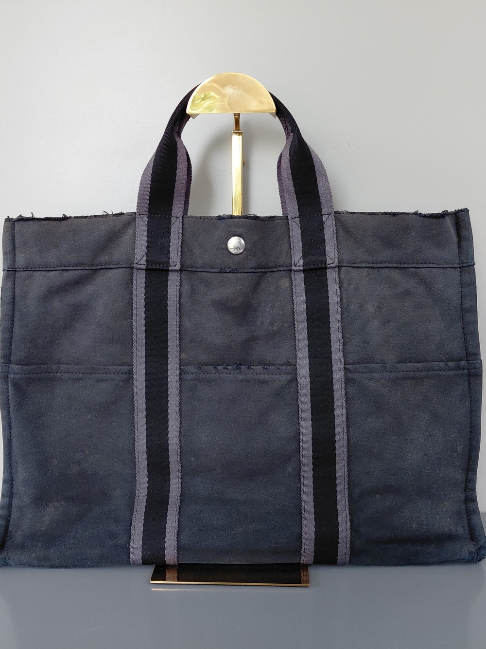 Hermes Black And Gray Tote Bag